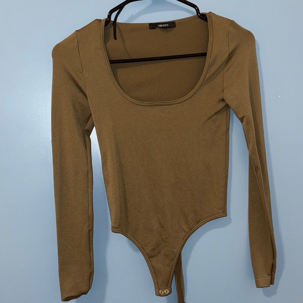 Forever 21 Khaki Long Sleeve Bodysuit